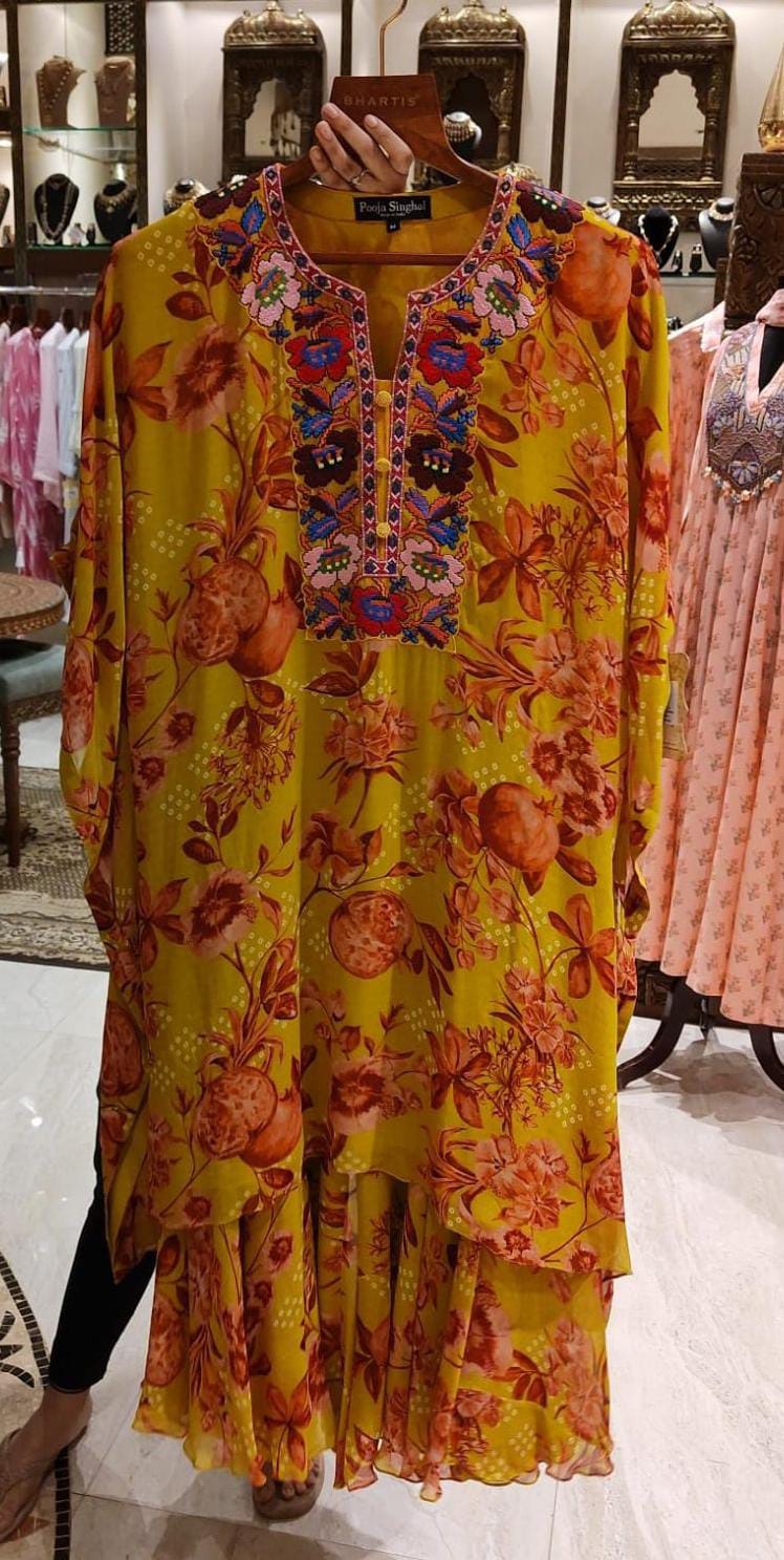 Kaftan kurta with Embroidery and Pallazos